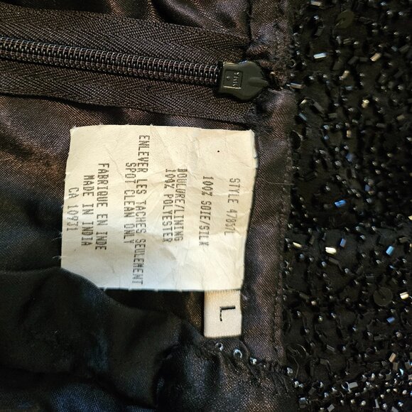 SCALA Long, Black, One Strap, Formal, Silk, Sequin Dress, Side Slit, Size Large - Picture 8 of 8